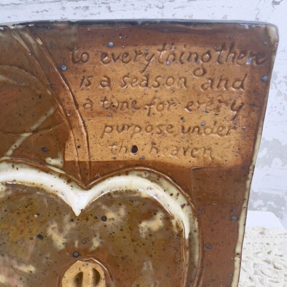 Vtg 70’s Art Pottery Paper Bag Vase To Everything There Is A Season Teacher Gift - Picture 3 of 11